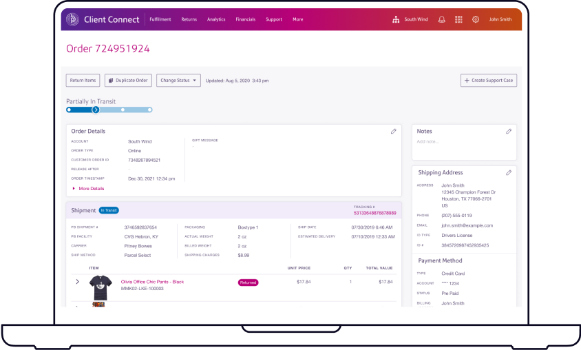 Fulfillment Portal mockup