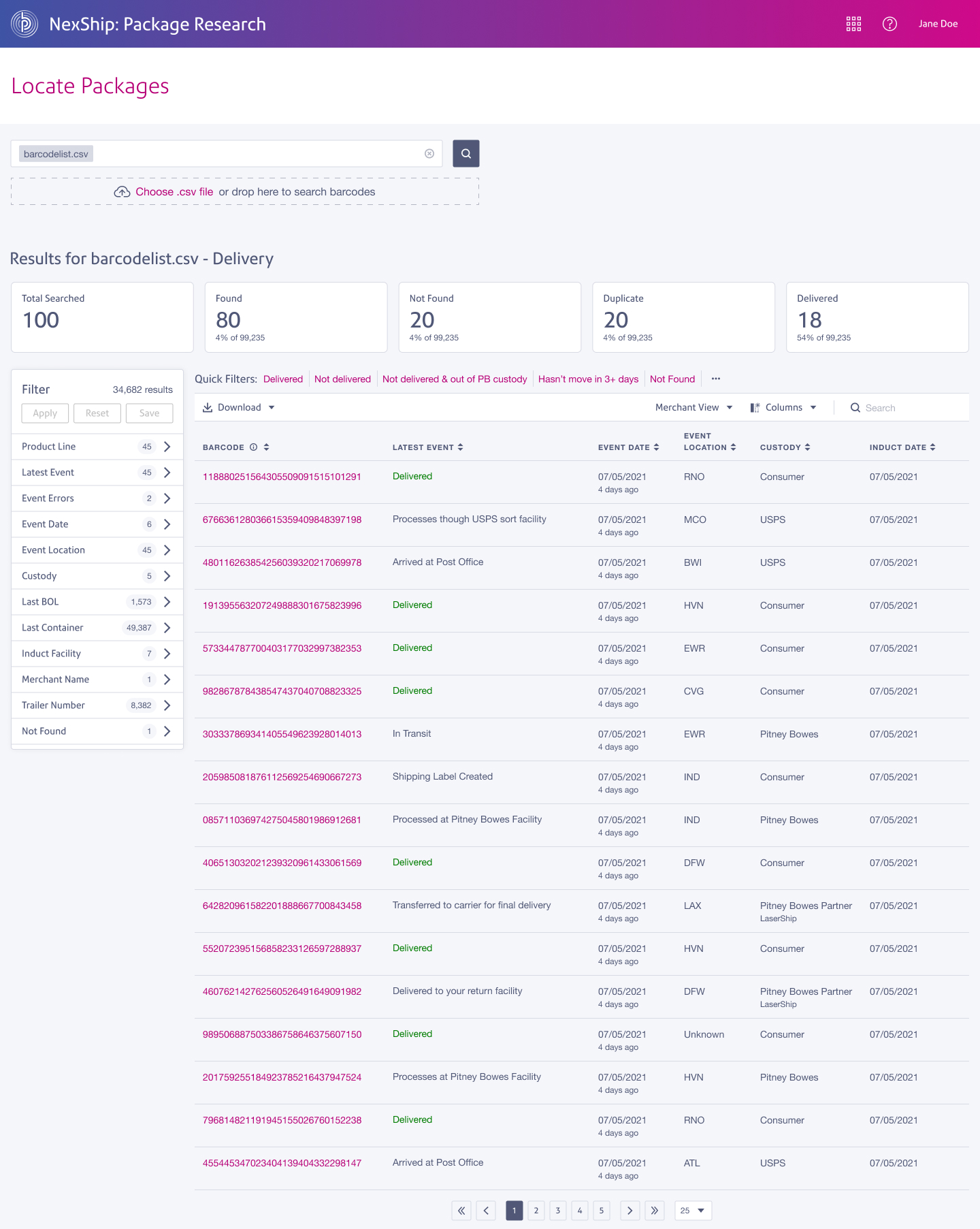 Bulk results mockup