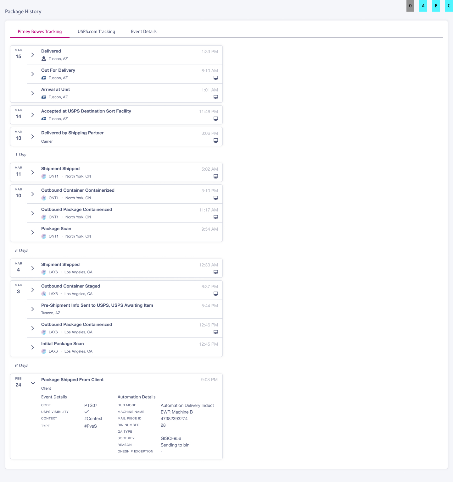 Tracking concept A, Table view