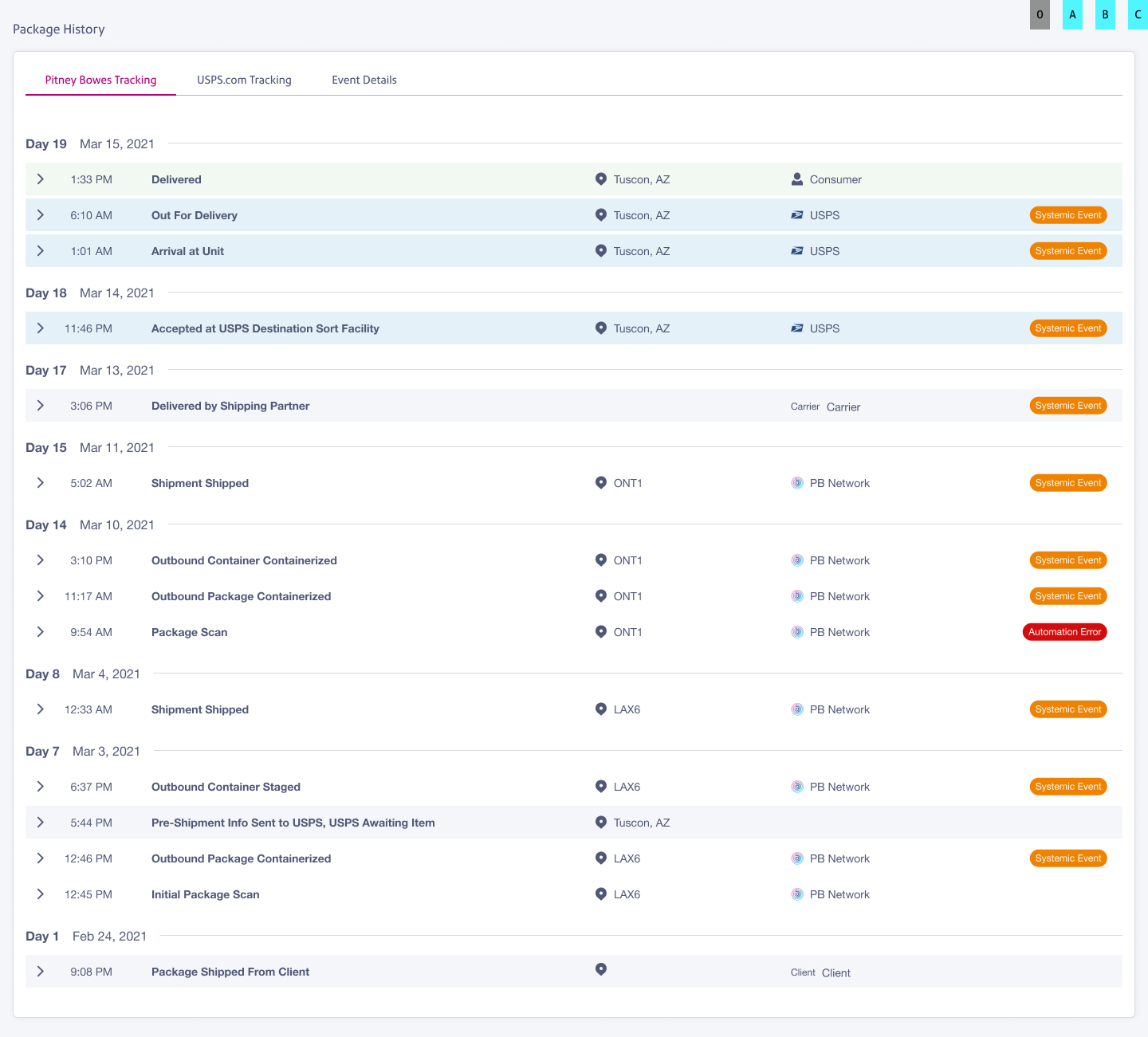 Tracking concept B, Card view