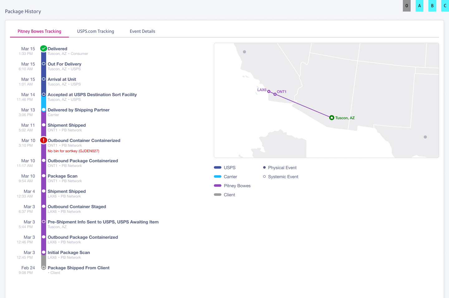 Tracking concept C, Timeline view